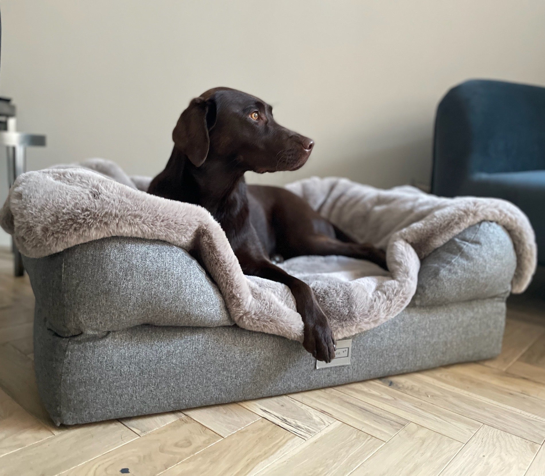 Luxury Faux Fur Dog Blanket Light Grey