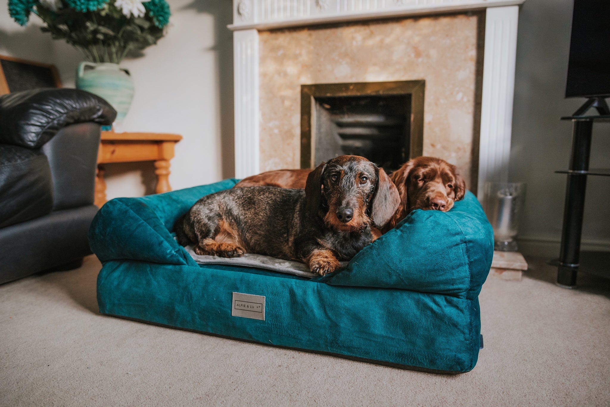 The Lounger Bed Teal Grey New Fabrics